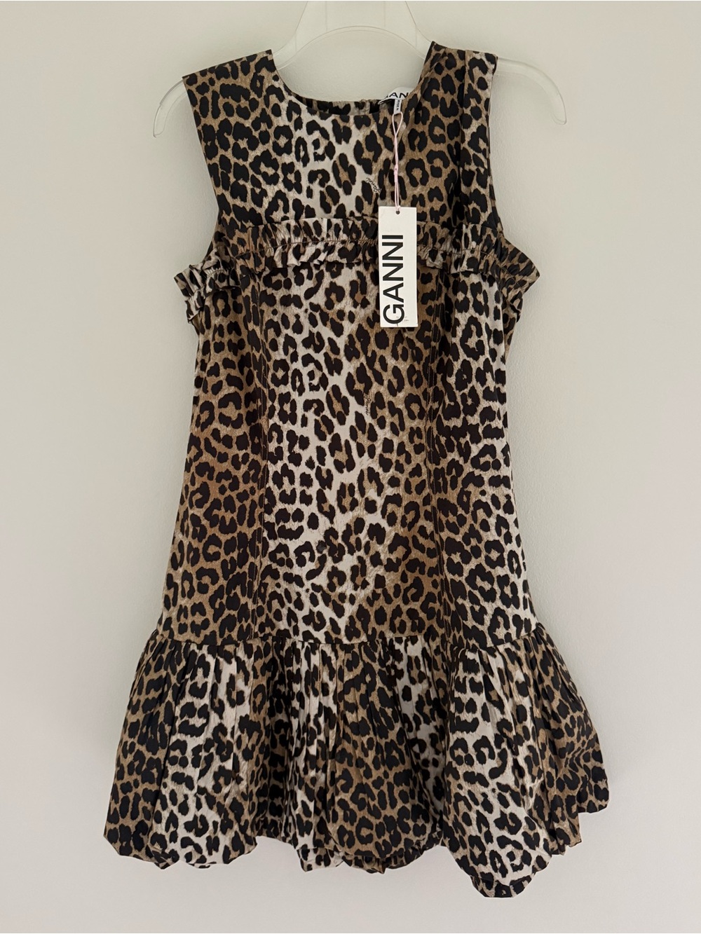 Ganni Leopard mini Dress size 6 (38 ) small like NEW